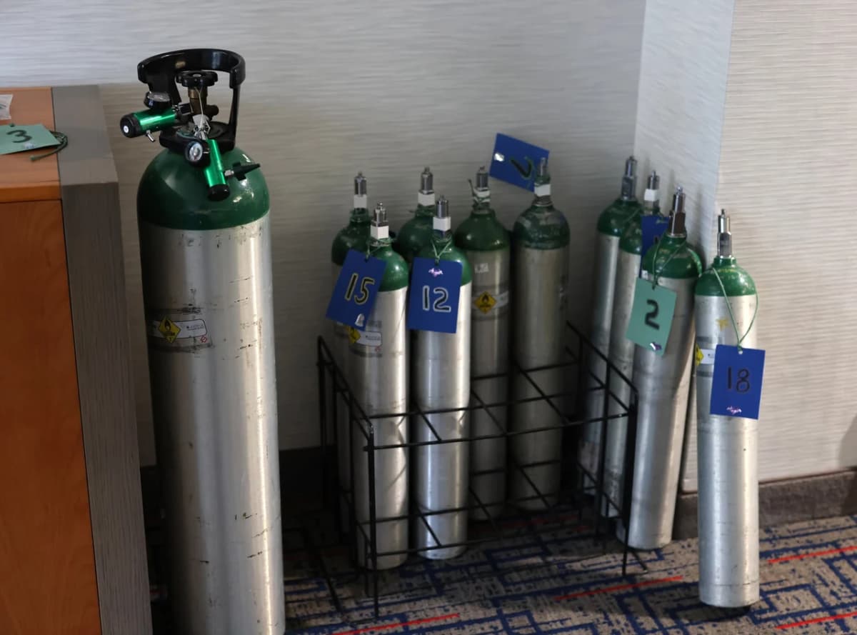 Oxygen tanks for conference attendees