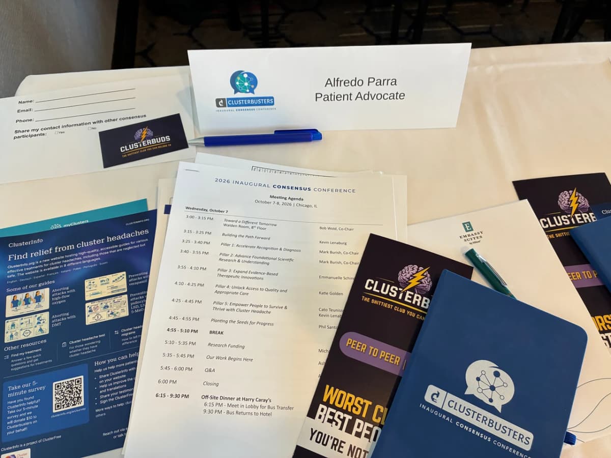 Clusterfree table with promotional materials