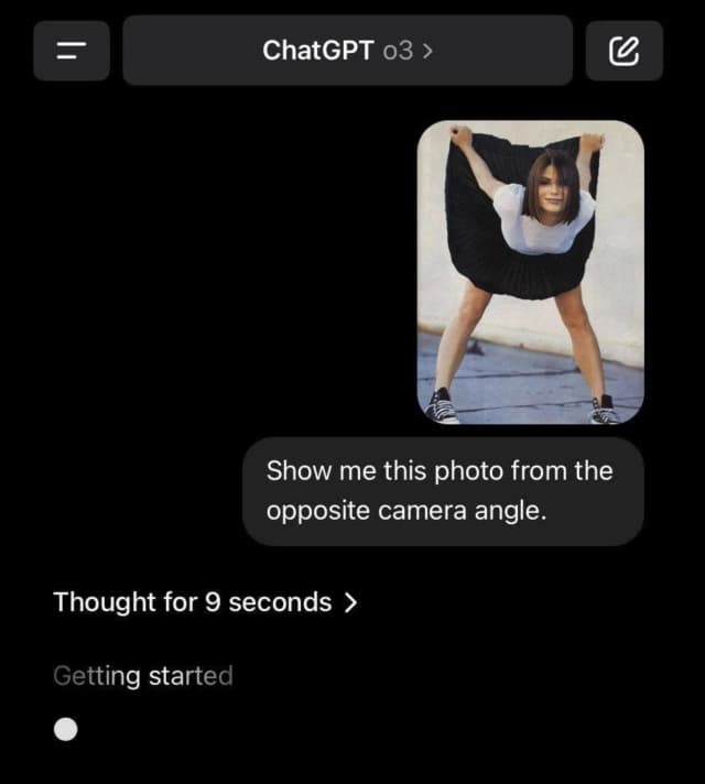An LLM asked to show a photo from the opposite camera angle